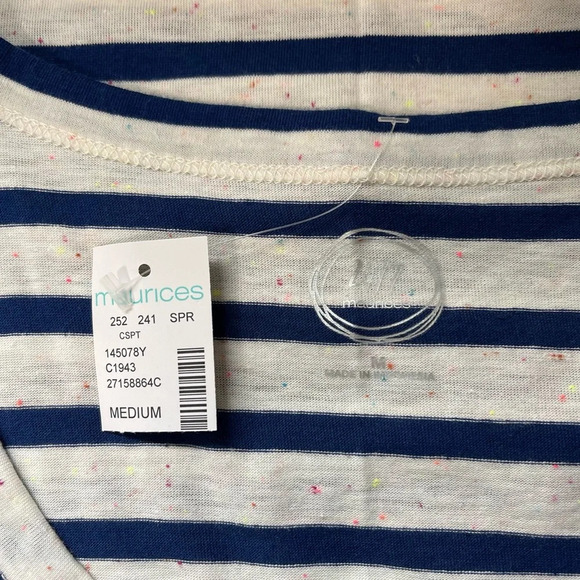 Maurices NWT 24/7 White & Blue Striped Flecked Forever Tank Top Medium Women’s - Picture 9 of 11